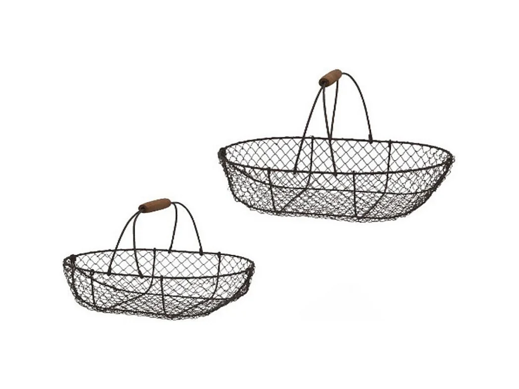 Set de 2 paniers grillagés en métal gris L.30.5-35.5 cm