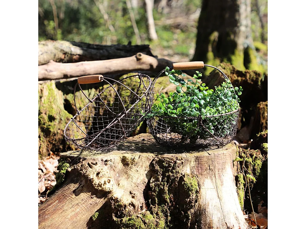 Set de 2 paniers grillagés en métal gris L.30.5-35.5 cm