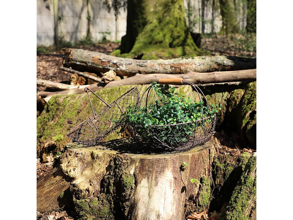 Set de 2 paniers grillagés en métal gris L.30.5-35.5 cm