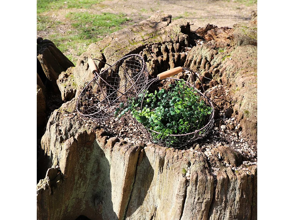 Set de 2 paniers grillagés en métal gris L.30.5-35.5 cm