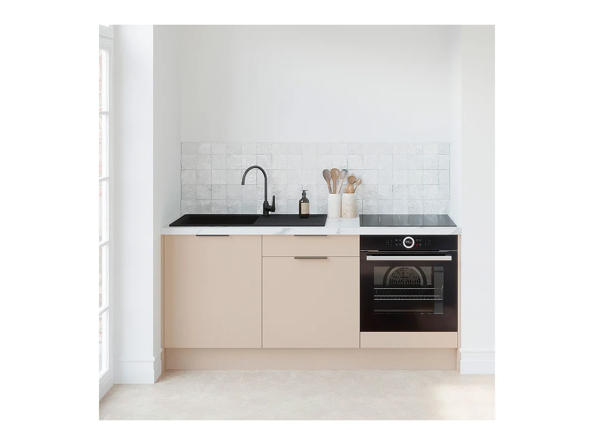 Meubles bas de cuisine - L. 185 cm - beige cachemire - Luzia