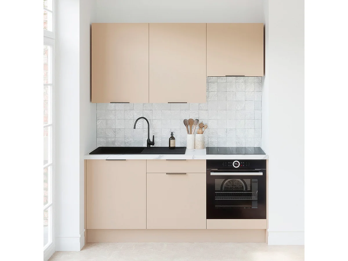 Ensemble de 6 meubles de cuisine - L. 185 cm - beige cachemire - Luzia