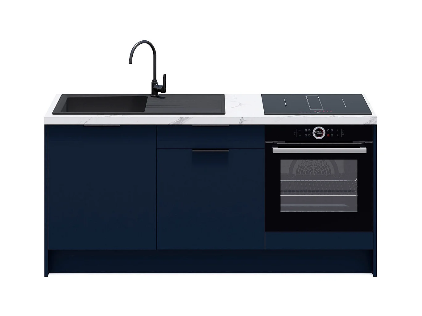 Meubles bas de cuisine - L. 185 cm - bleu marine - Luzia