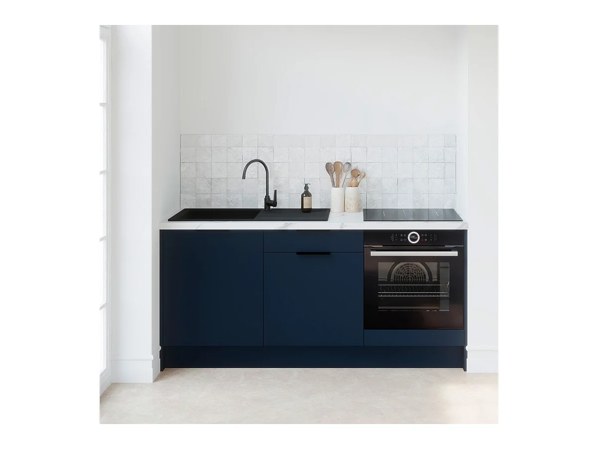 Meubles bas de cuisine - L. 185 cm - bleu marine - Luzia