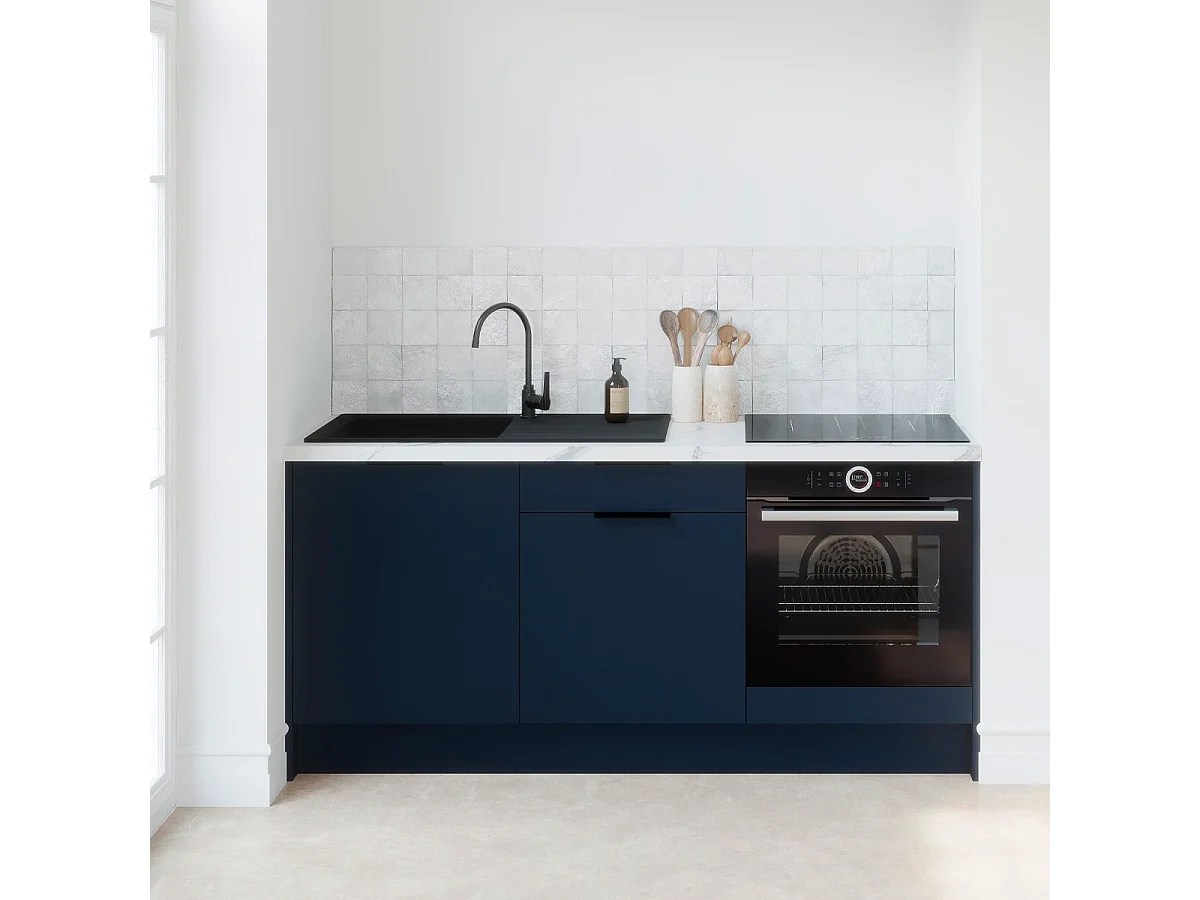 Meubles bas de cuisine - L. 185 cm - bleu marine - Luzia