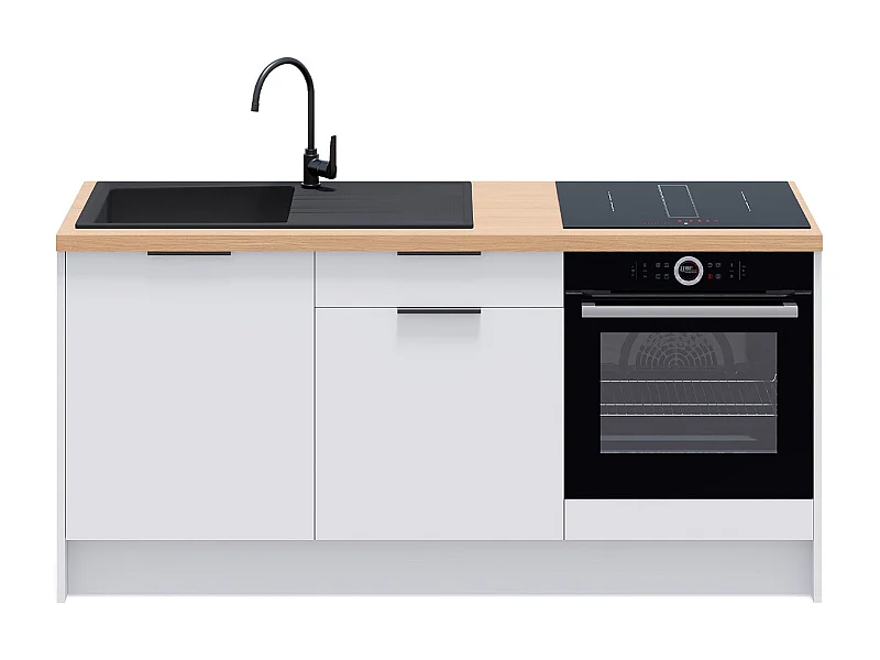 Meubles bas de cuisine - L. 185 cm - blanc - Luzia