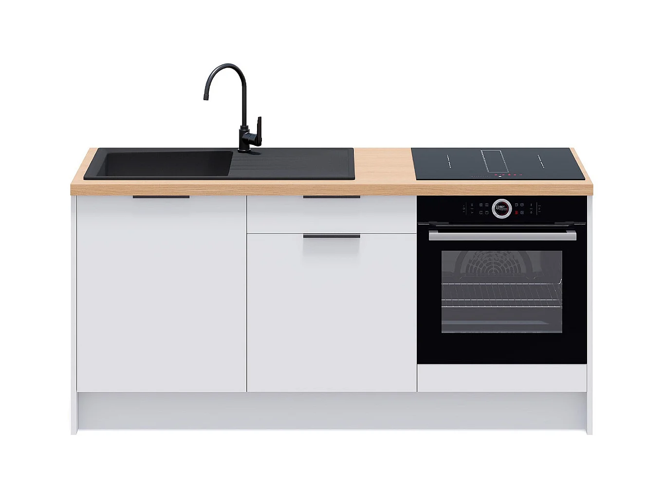 Meubles bas de cuisine - L. 185 cm - blanc - Luzia