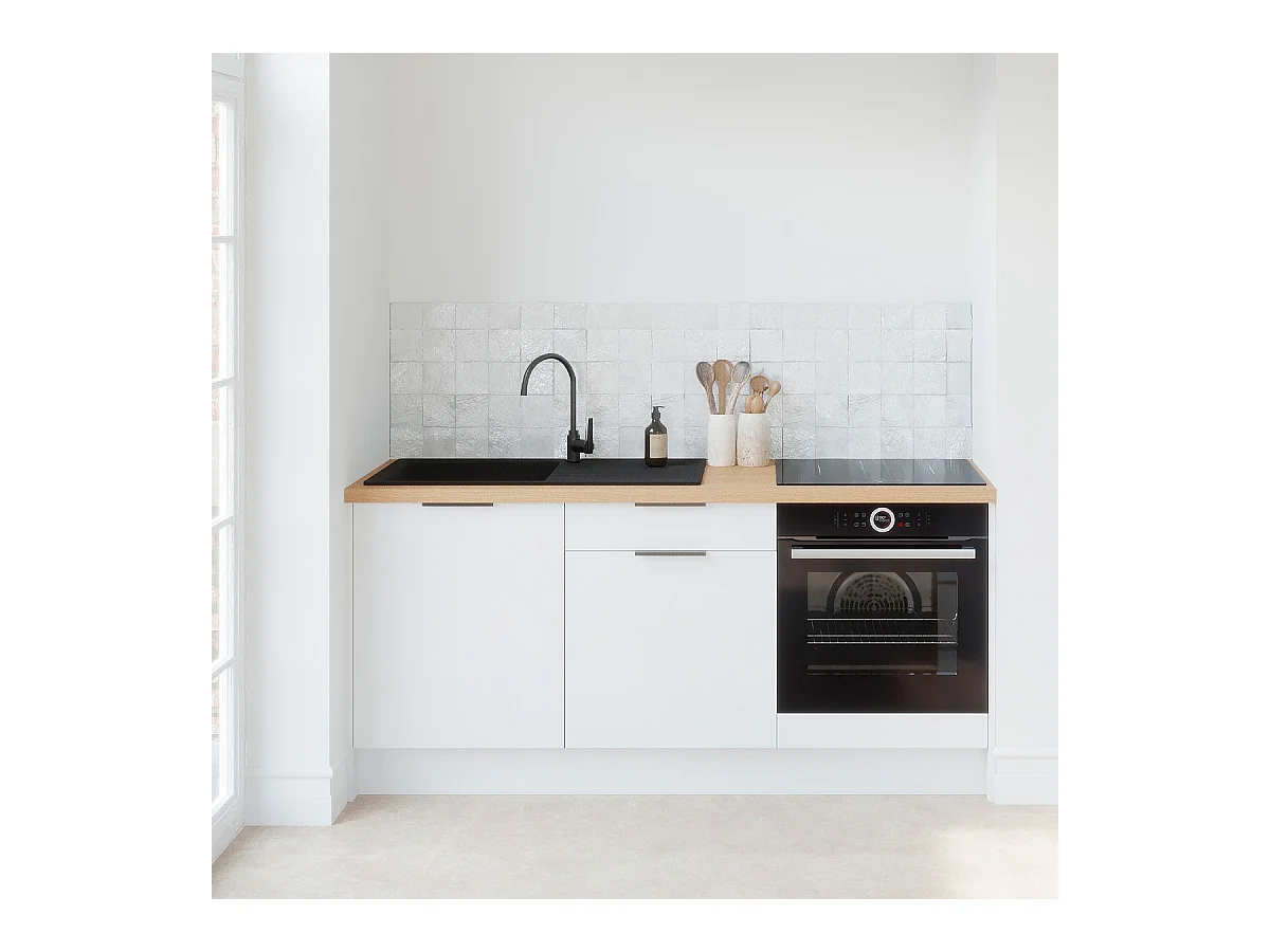 Meubles bas de cuisine - L. 185 cm - blanc - Luzia