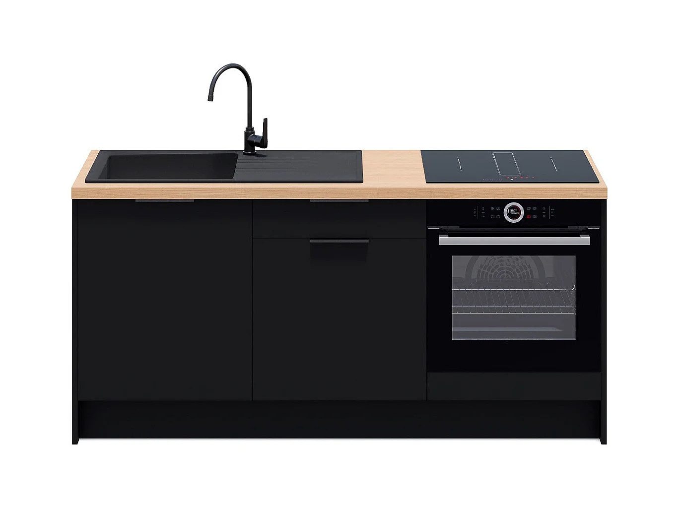 Meubles bas de cuisine - L. 185 cm - noir - Luzia