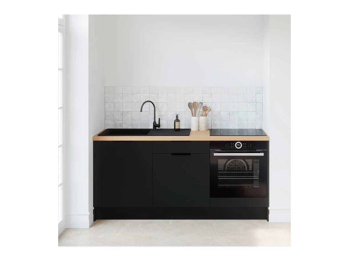 Meubles bas de cuisine - L. 185 cm - noir - Luzia