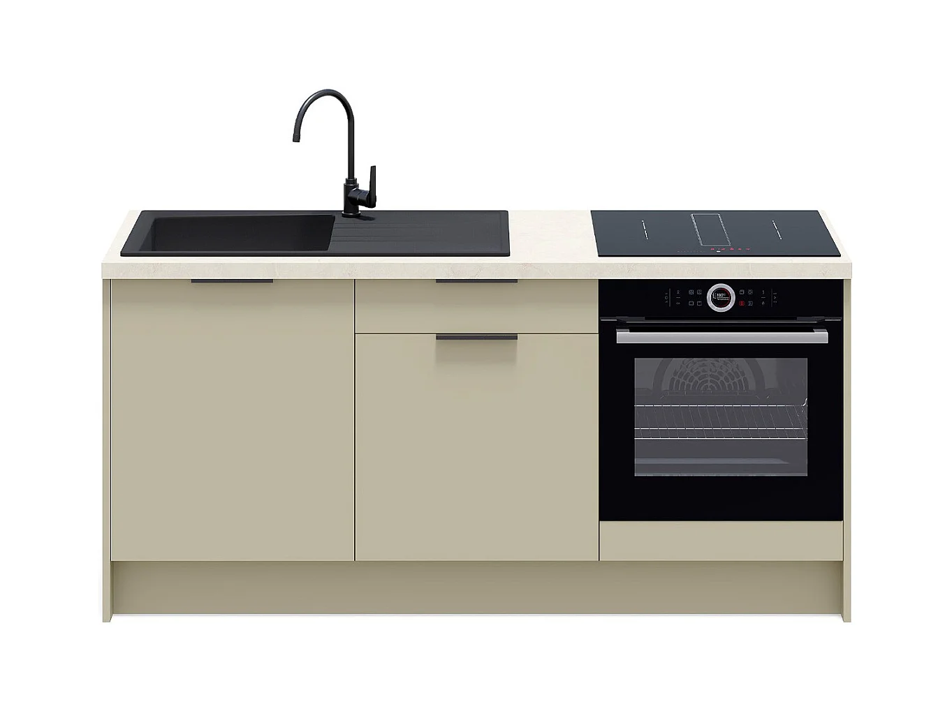 Meubles bas de cuisine - L. 185 cm - vert sauge - Luzia