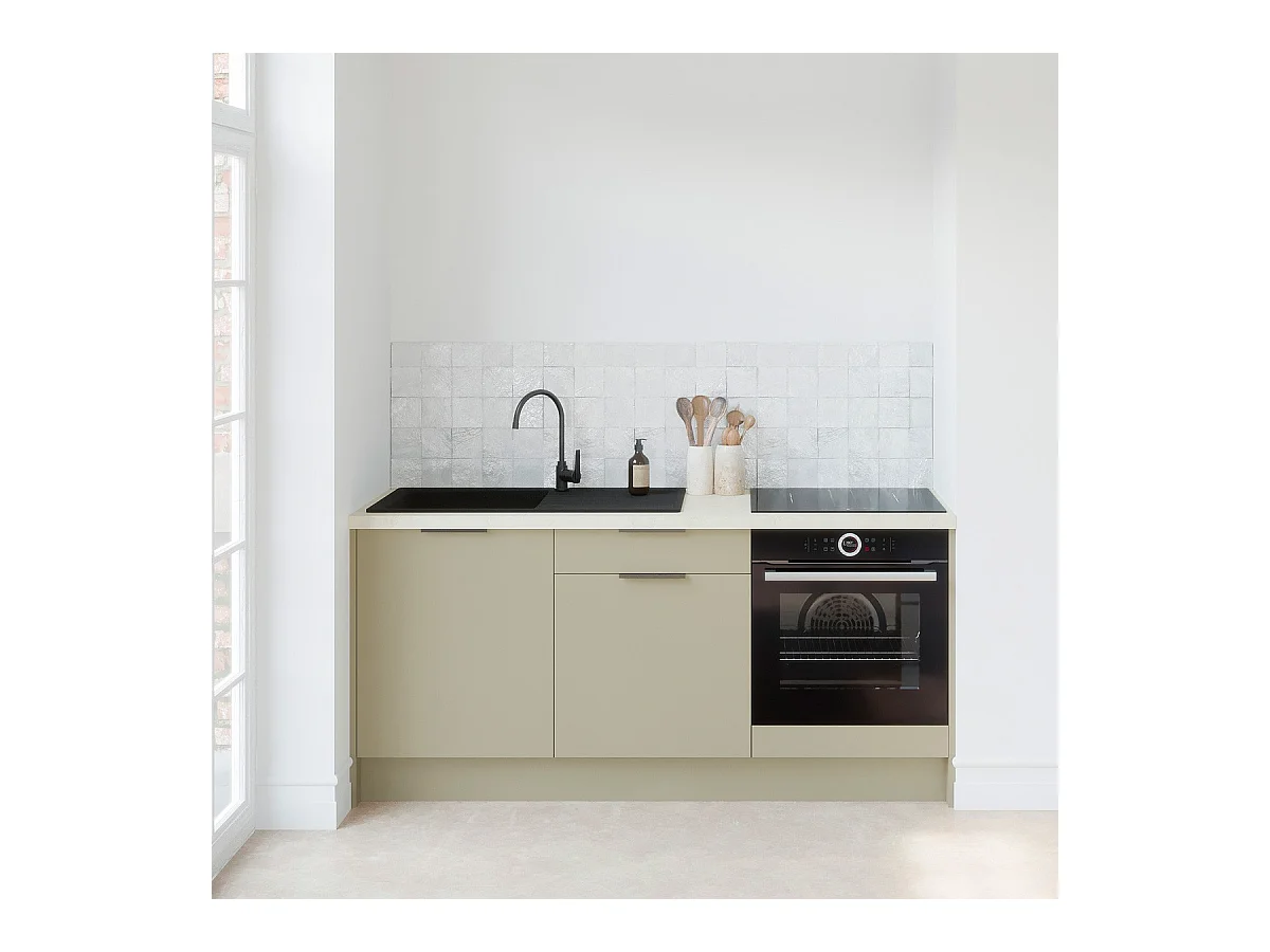 Meubles bas de cuisine - L. 185 cm - vert sauge - Luzia