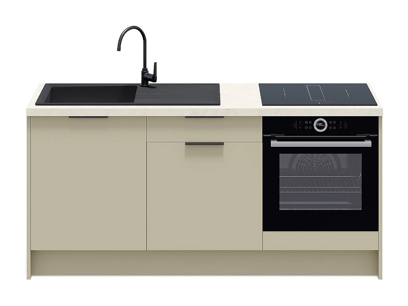 Meubles bas de cuisine - L. 185 cm - vert sauge - Luzia