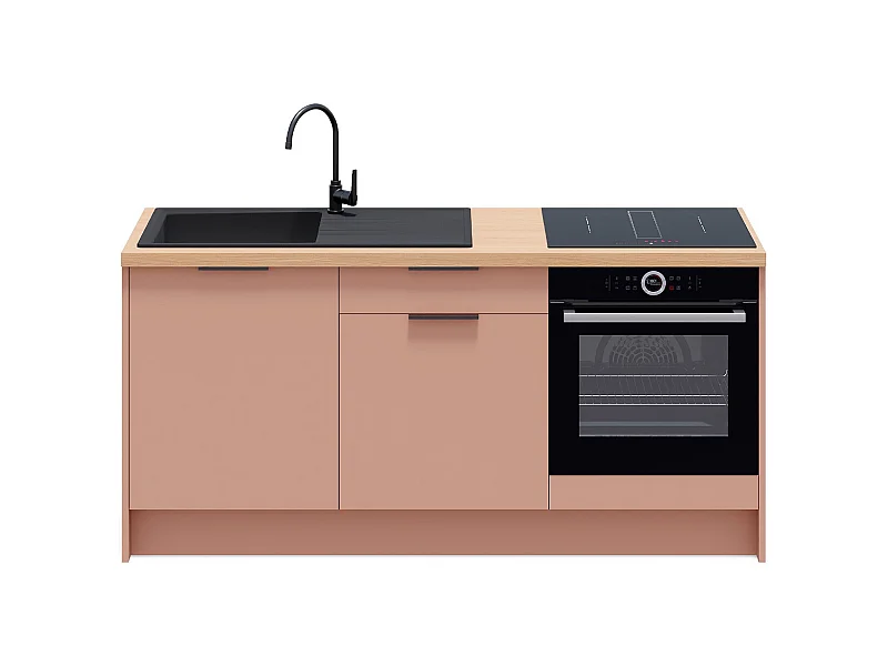 Meubles bas de cuisine - L. 185 cm - abricot - Luzia