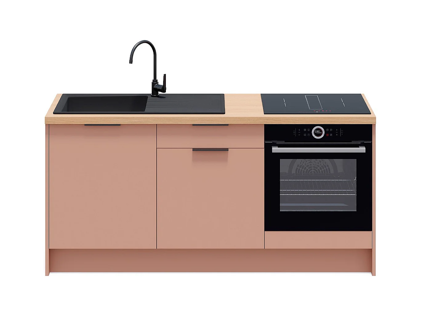 Meubles bas de cuisine - L. 185 cm - abricot - Luzia