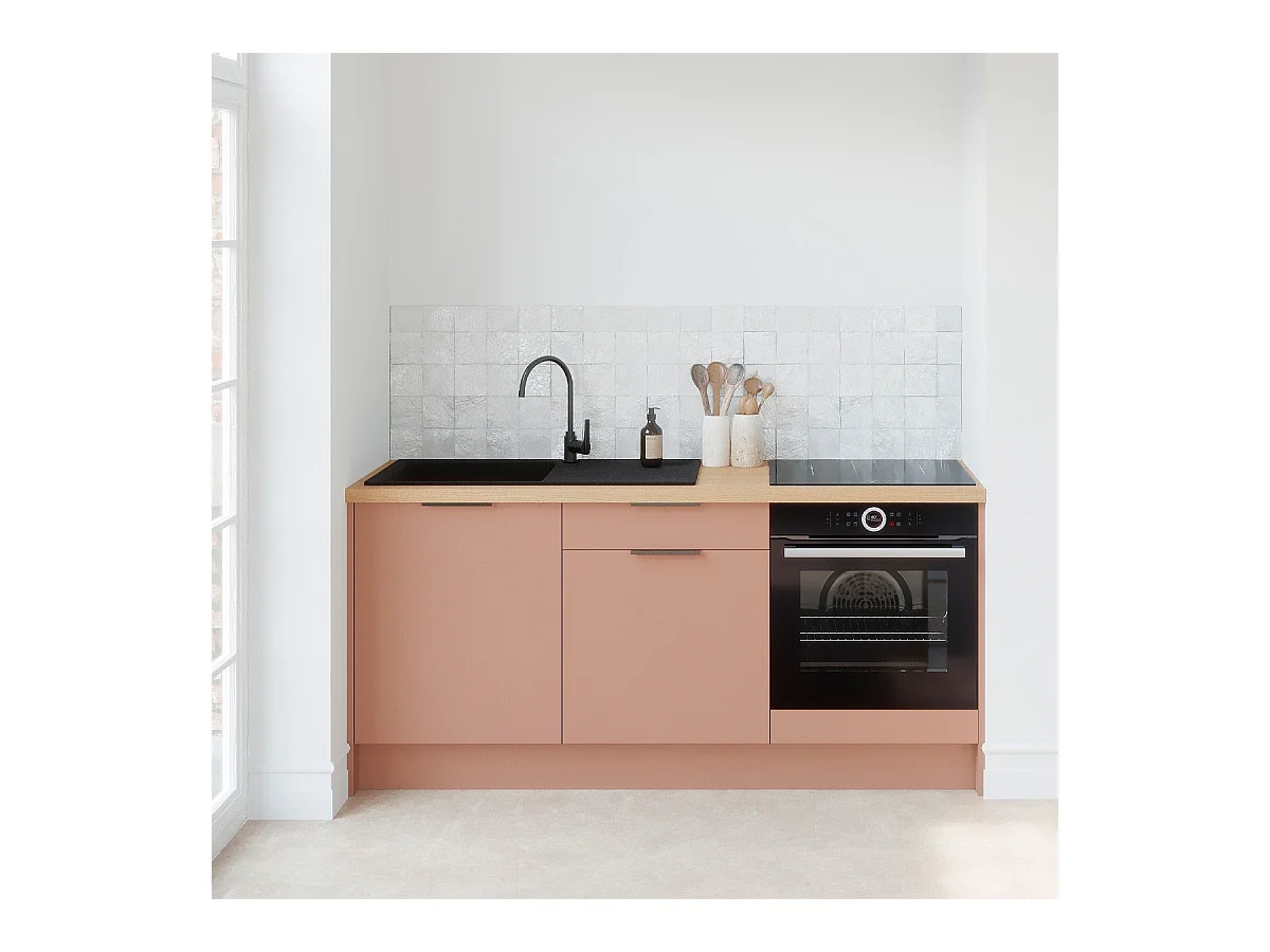Meubles bas de cuisine - L. 185 cm - abricot - Luzia