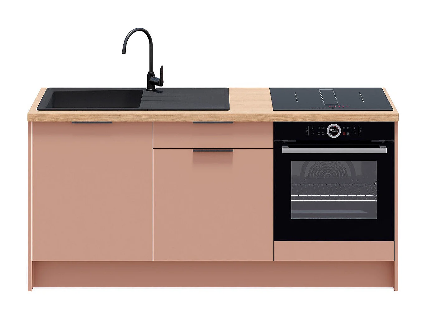 Meubles bas de cuisine - L. 185 cm - abricot - Luzia