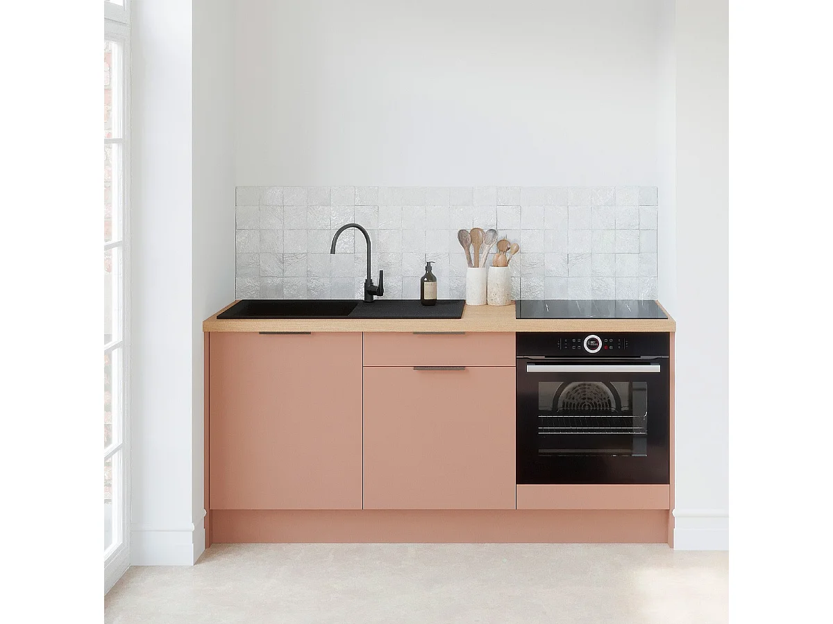 Meubles bas de cuisine - L. 185 cm - abricot - Luzia