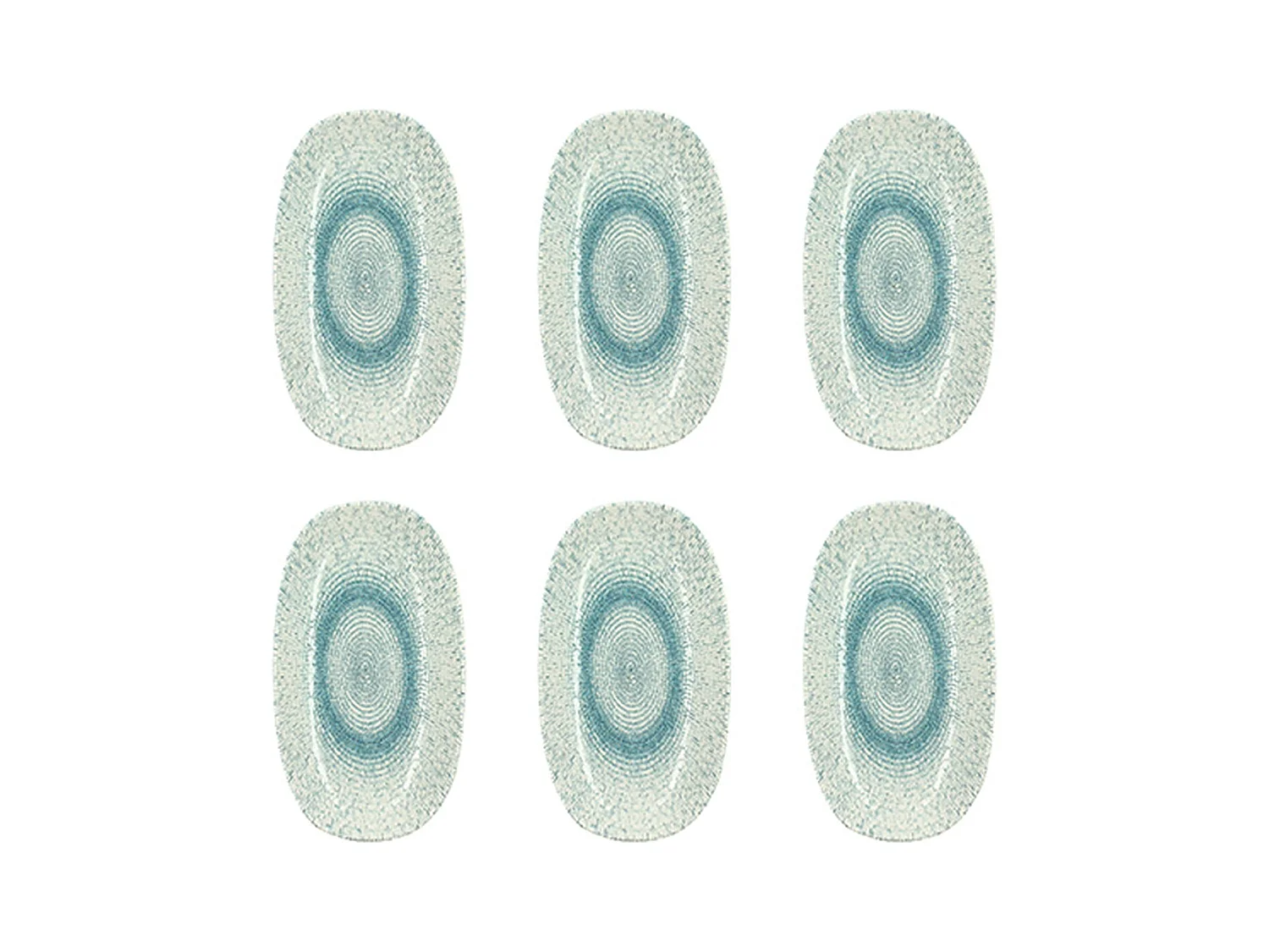 Novastyl - Lot 6 Assiettes Ovales Aqua 23.5x13.5cm En Porcelaine Blanc Et Bleu