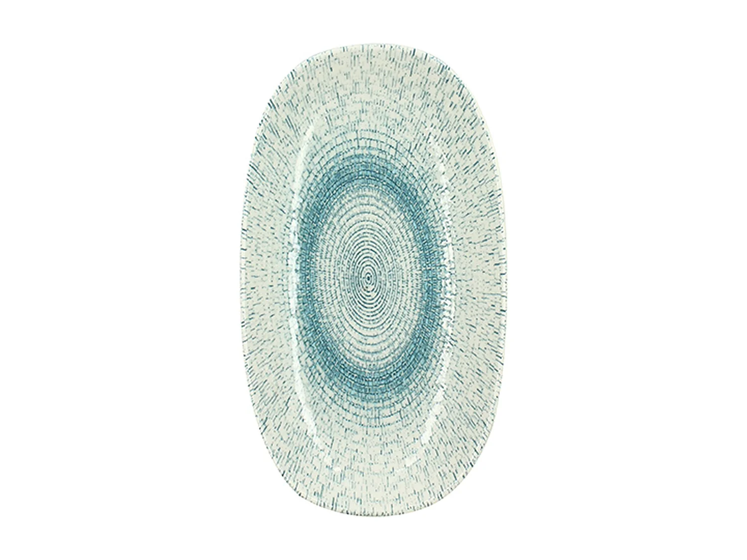 Novastyl - Lot 6 Assiettes Ovales Aqua 23.5x13.5cm En Porcelaine Blanc Et Bleu