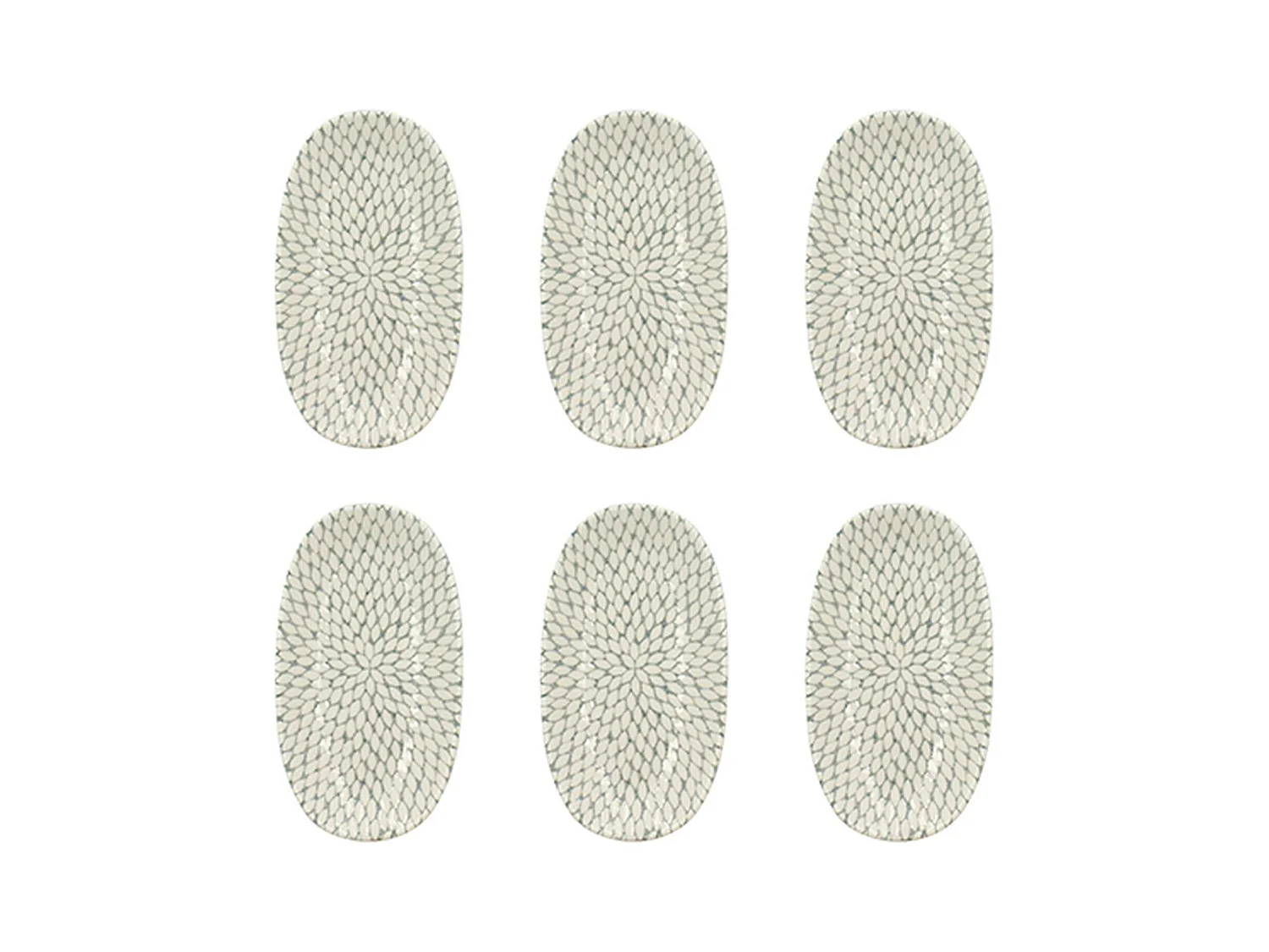 Novastyl - Lot 6 Assiettes Ovales Jasmin 19x10.5cm En Porcelaine Blanc