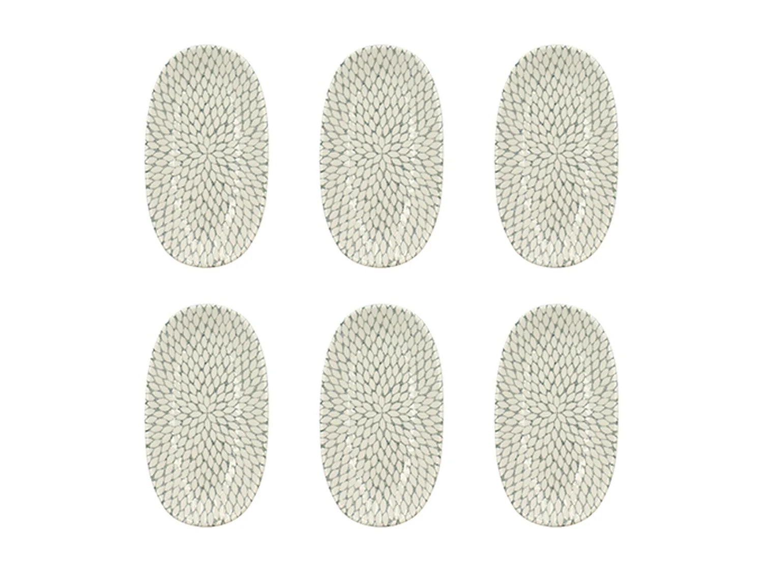 Novastyl - Lot 6 Assiettes Ovales Jasmin 19x10.5cm En Porcelaine Blanc