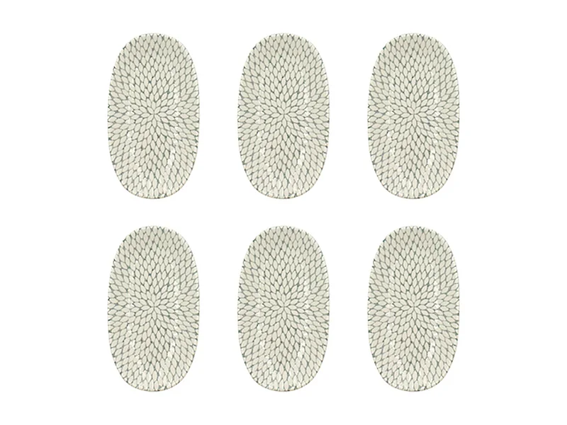 Novastyl - Lot 6 Assiettes Ovales Jasmin 19x10.5cm En Porcelaine Blanc