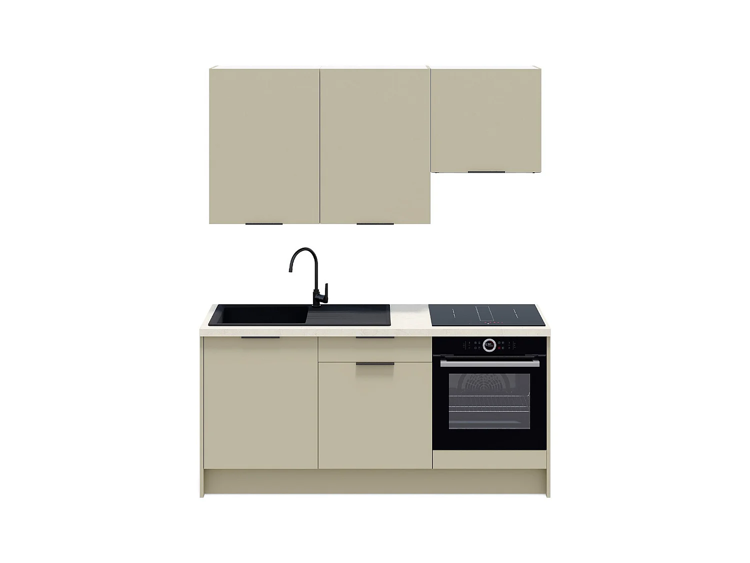 Ensemble de 6 meubles de cuisine - L. 185 cm - vert sauge - Luzia