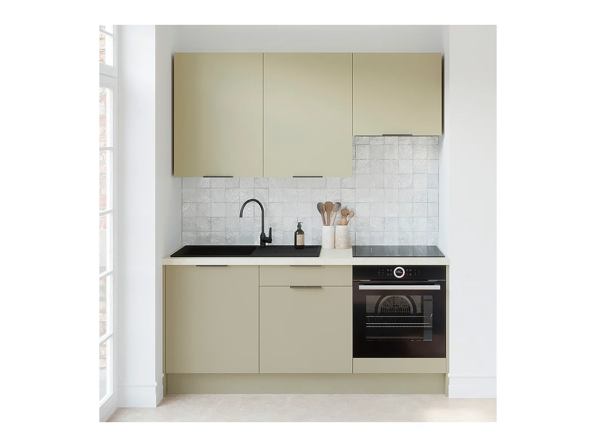 Ensemble de 6 meubles de cuisine - L. 185 cm - vert sauge - Luzia