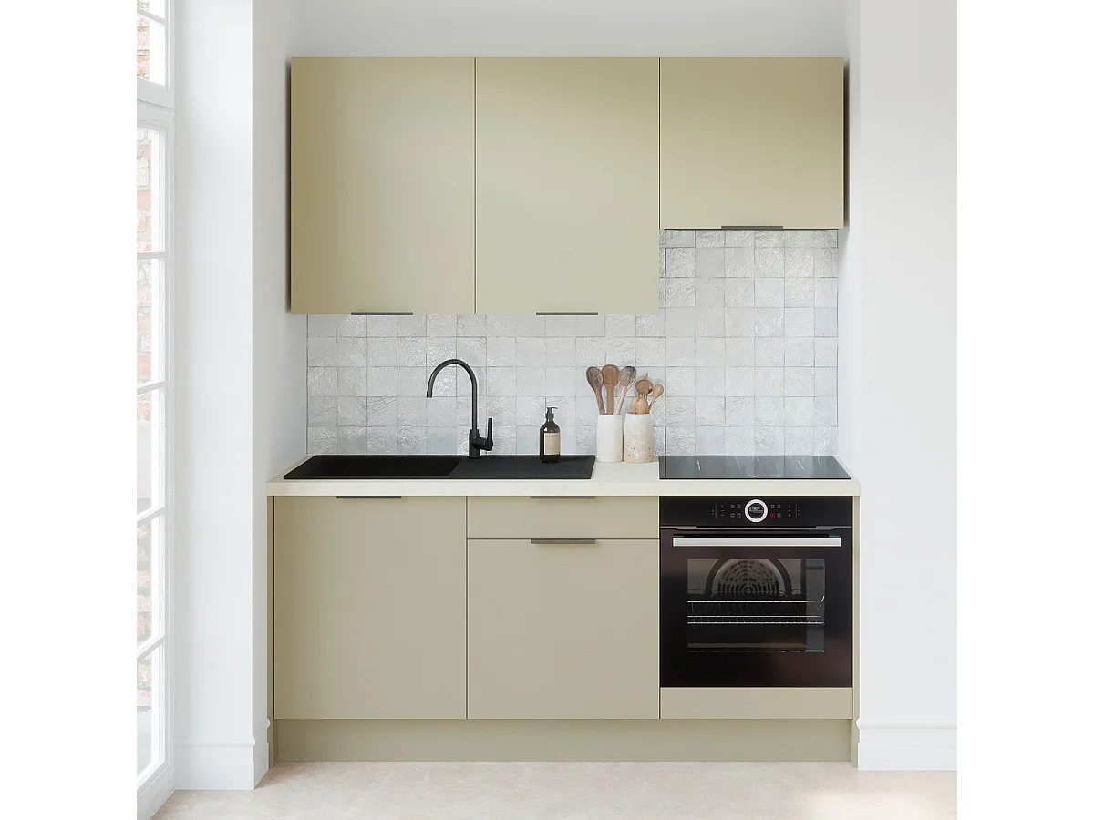 Ensemble de 6 meubles de cuisine - L. 185 cm - vert sauge - Luzia