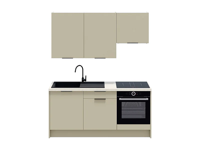 Ensemble de 6 meubles de cuisine - L. 185 cm - vert sauge - Luzia