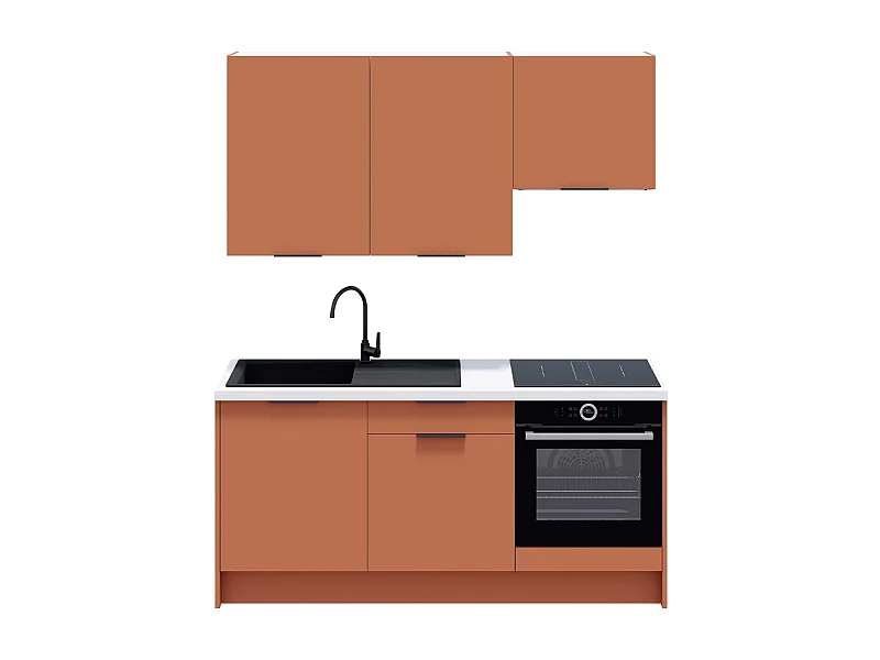 Ensemble de 6 meubles de cuisine - L. 185 cm - terracotta - Luzia