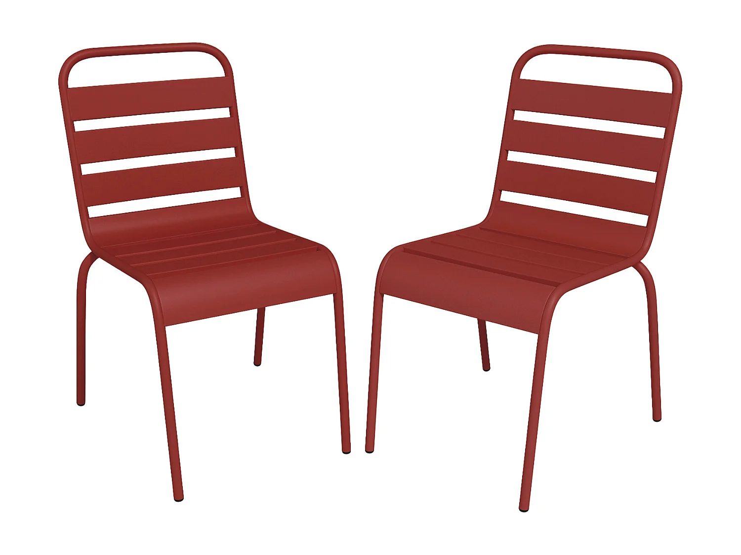 Lot de 2 chaises de jardin empilables en métal - Rouge - MIRMANDE de MYLIA