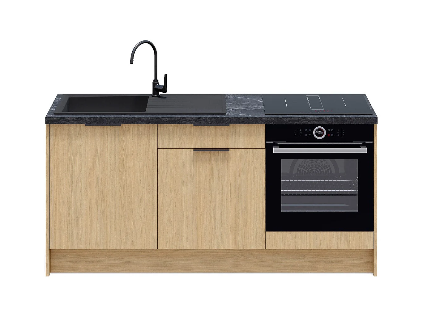 Meubles bas de cuisine - L. 185 cm - chêne clair - Sierra