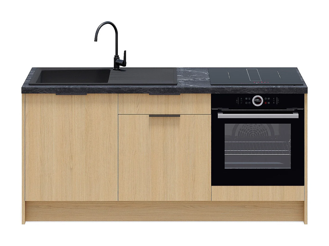 Meubles bas de cuisine - L. 185 cm - chêne clair - Sierra