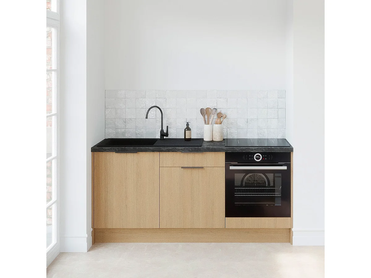 Meubles bas de cuisine - L. 185 cm - chêne clair - Sierra