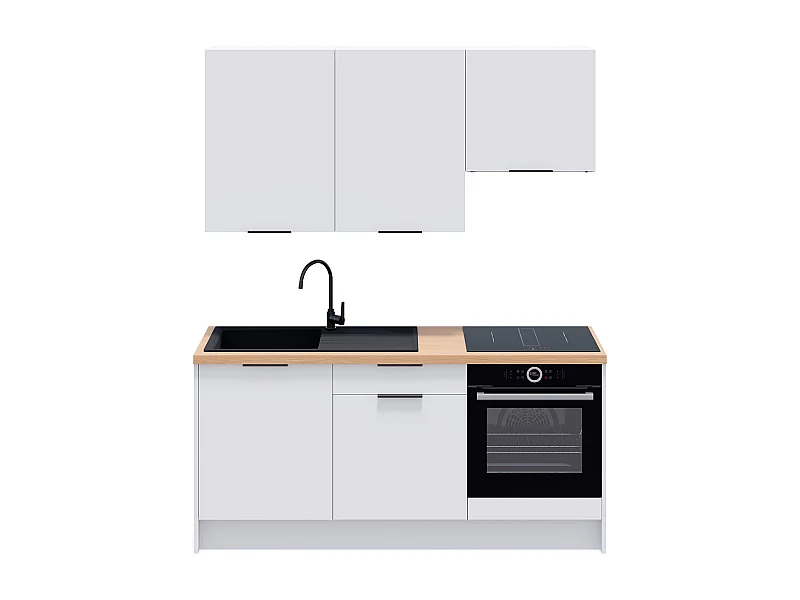 Ensemble de 6 meubles de cuisine - L. 185 cm - blanc - Luzia