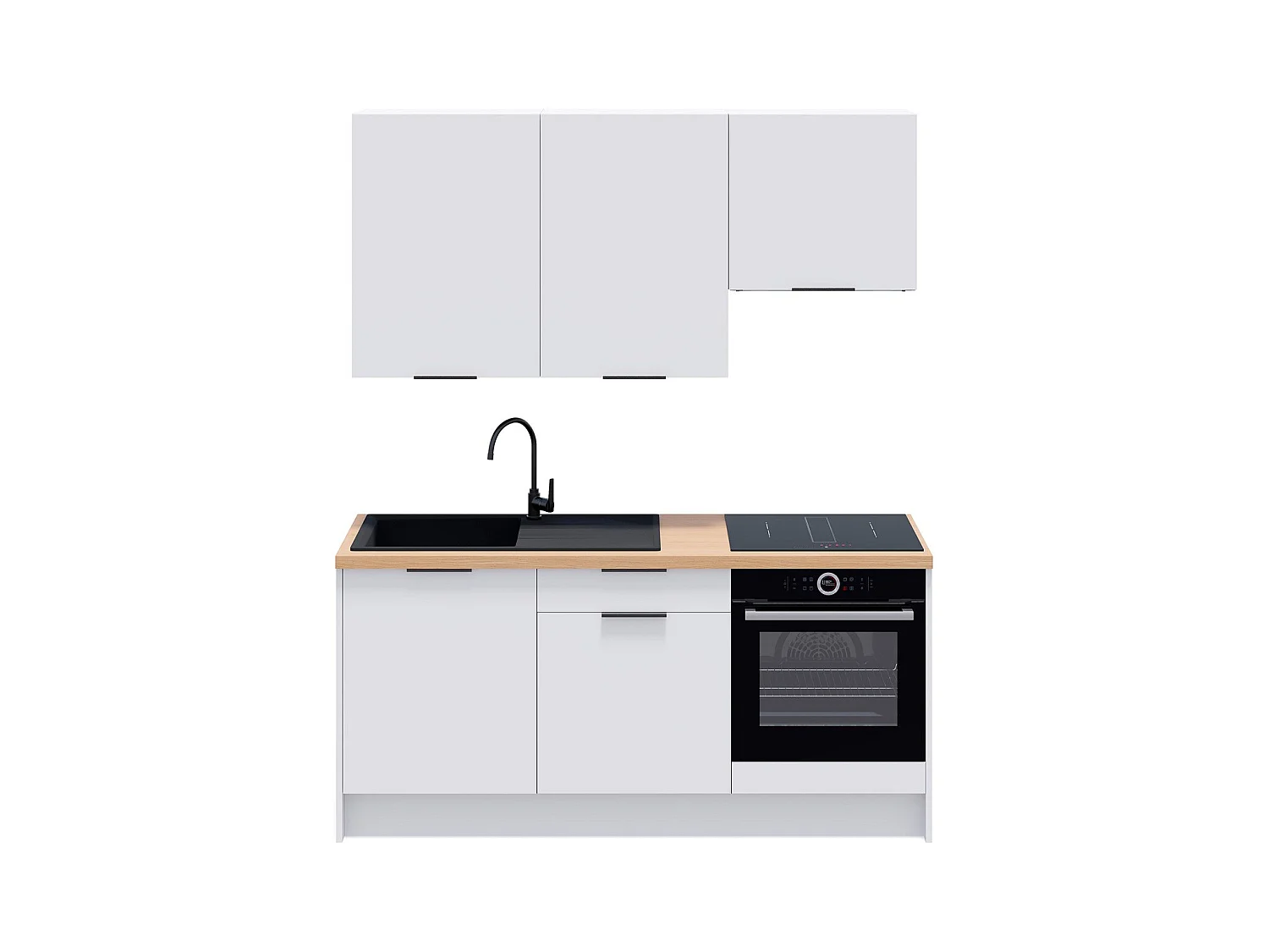 Ensemble de 6 meubles de cuisine - L. 185 cm - blanc - Luzia