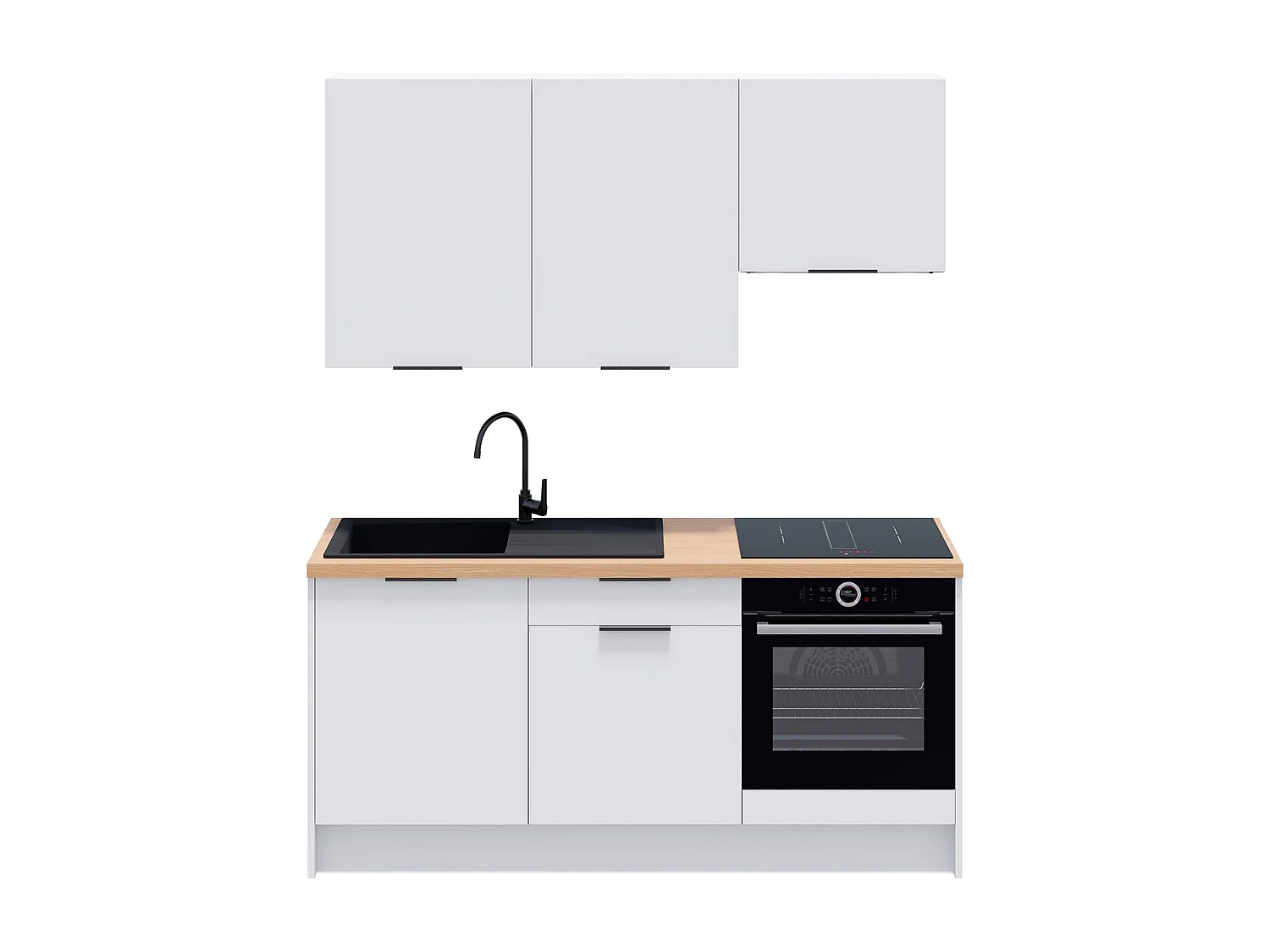 Ensemble de 6 meubles de cuisine - L. 185 cm - blanc - Luzia