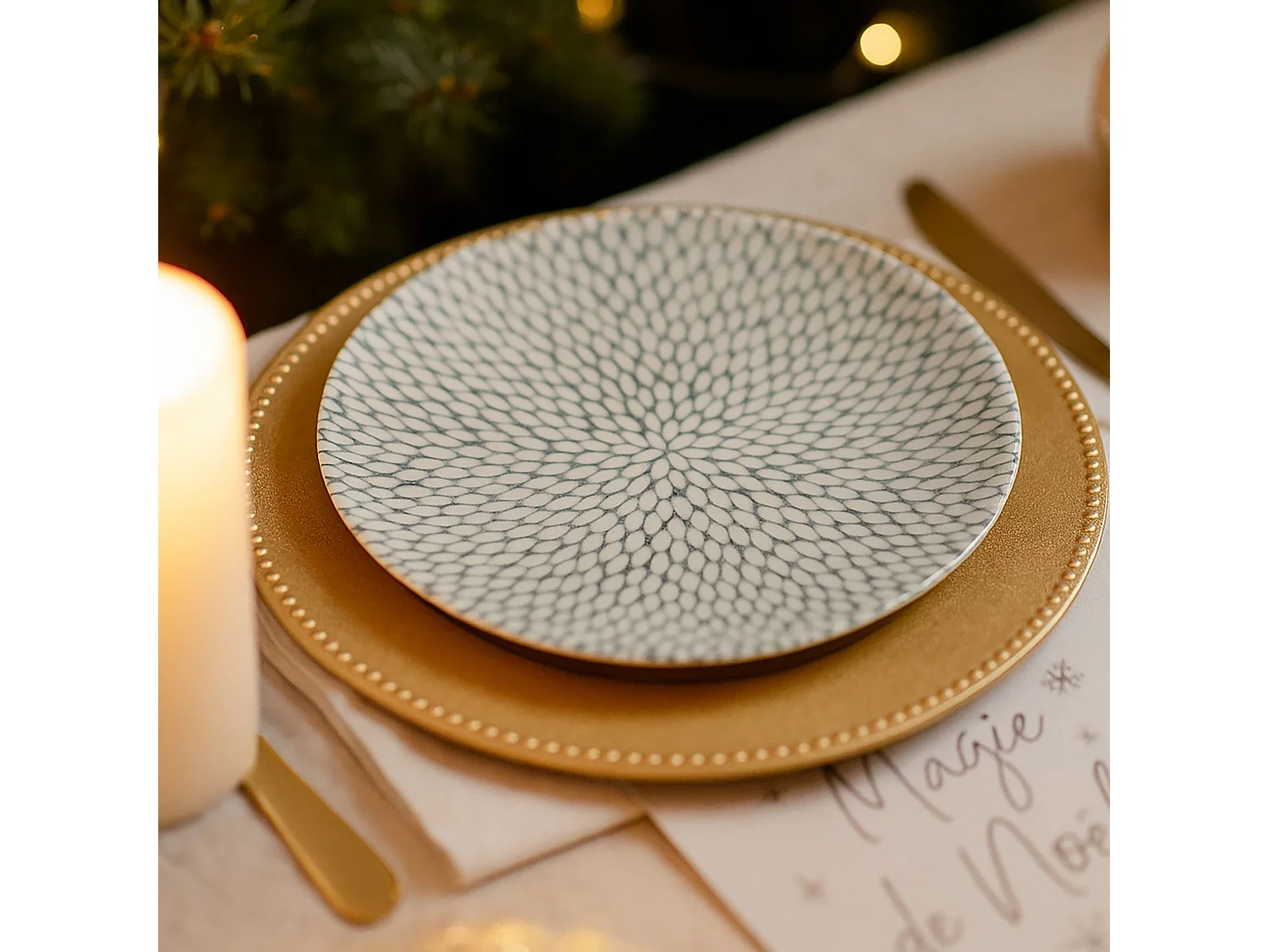 Novastyl - Lot 6 Assiettes Plates Jasmin 27cm En Porcelaine Blanc