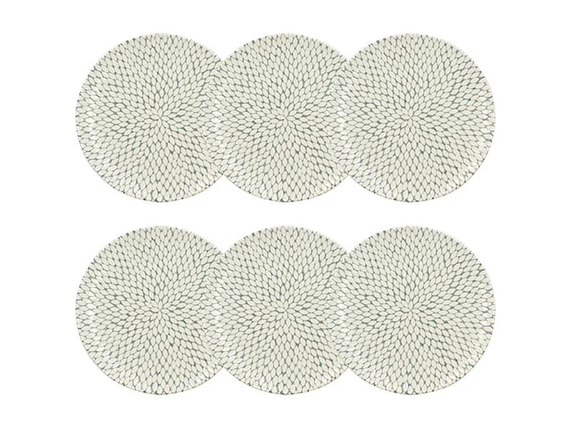 Novastyl - Lot 6 Assiettes Plates Jasmin 27cm En Porcelaine Blanc