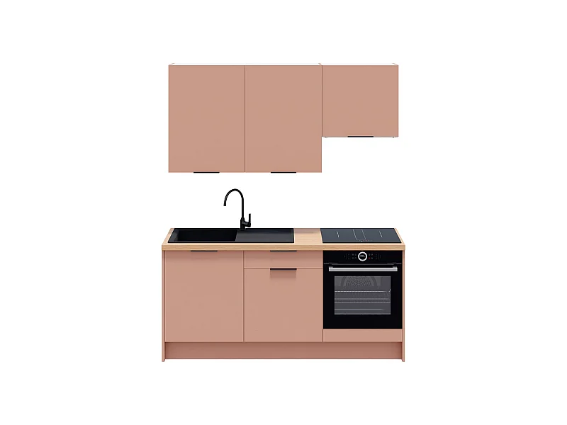 Ensemble de 6 meubles de cuisine - L. 185 cm - abricot - Luzia