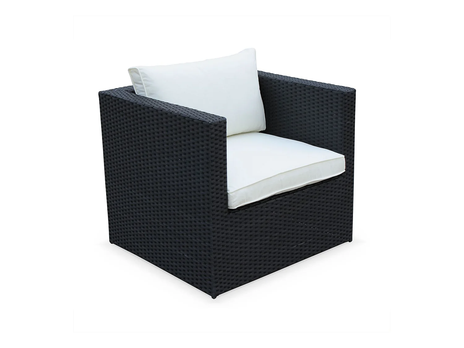 Salotto da giardino in resina intrecciata, 5 posti, nero