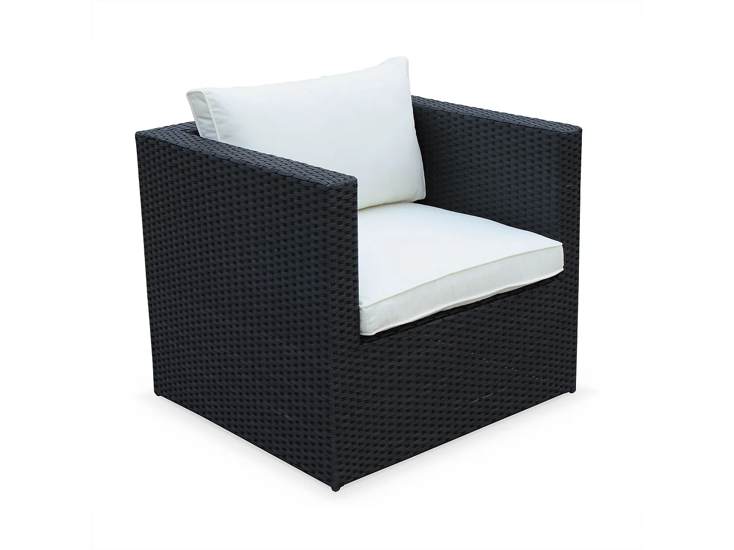 Salotto da giardino in resina intrecciata, 5 posti, nero