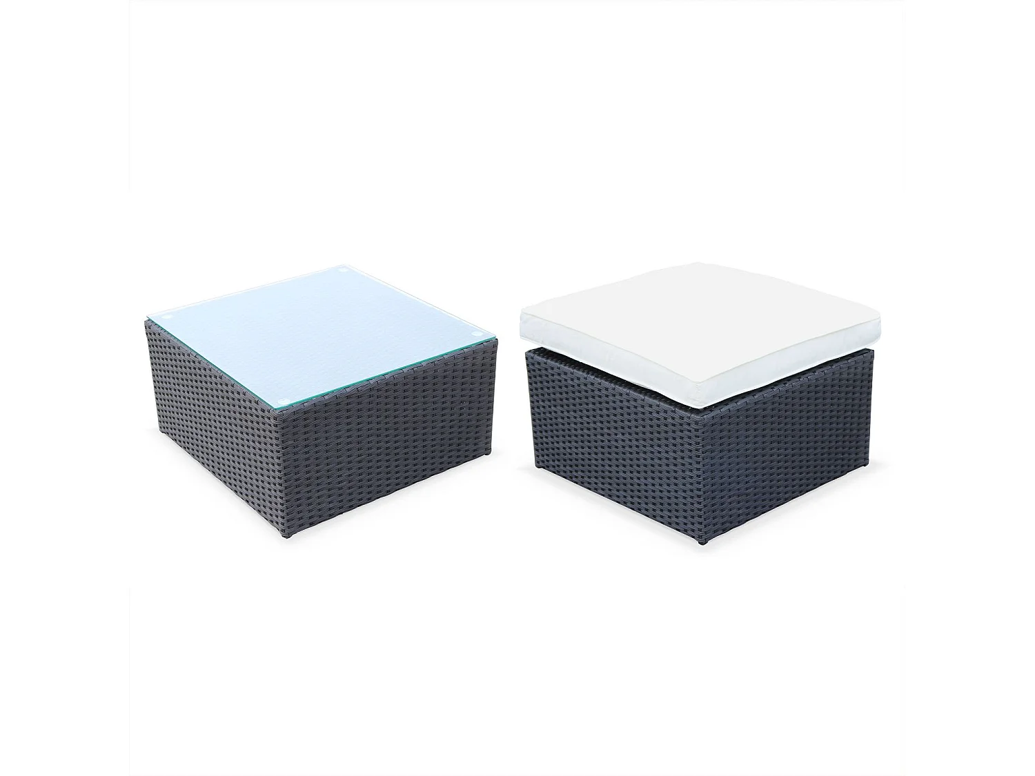 Salotto da giardino in resina intrecciata, 5 posti, nero