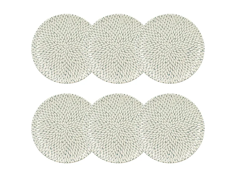 Novastyl - Lot6 Assiettes A Dessert Jasmin 20cm En Porcelaine Blanc