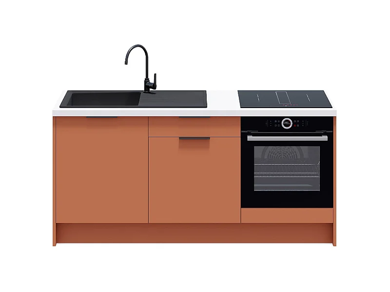Meubles bas de cuisine - L. 185 cm - terracotta - Luzia
