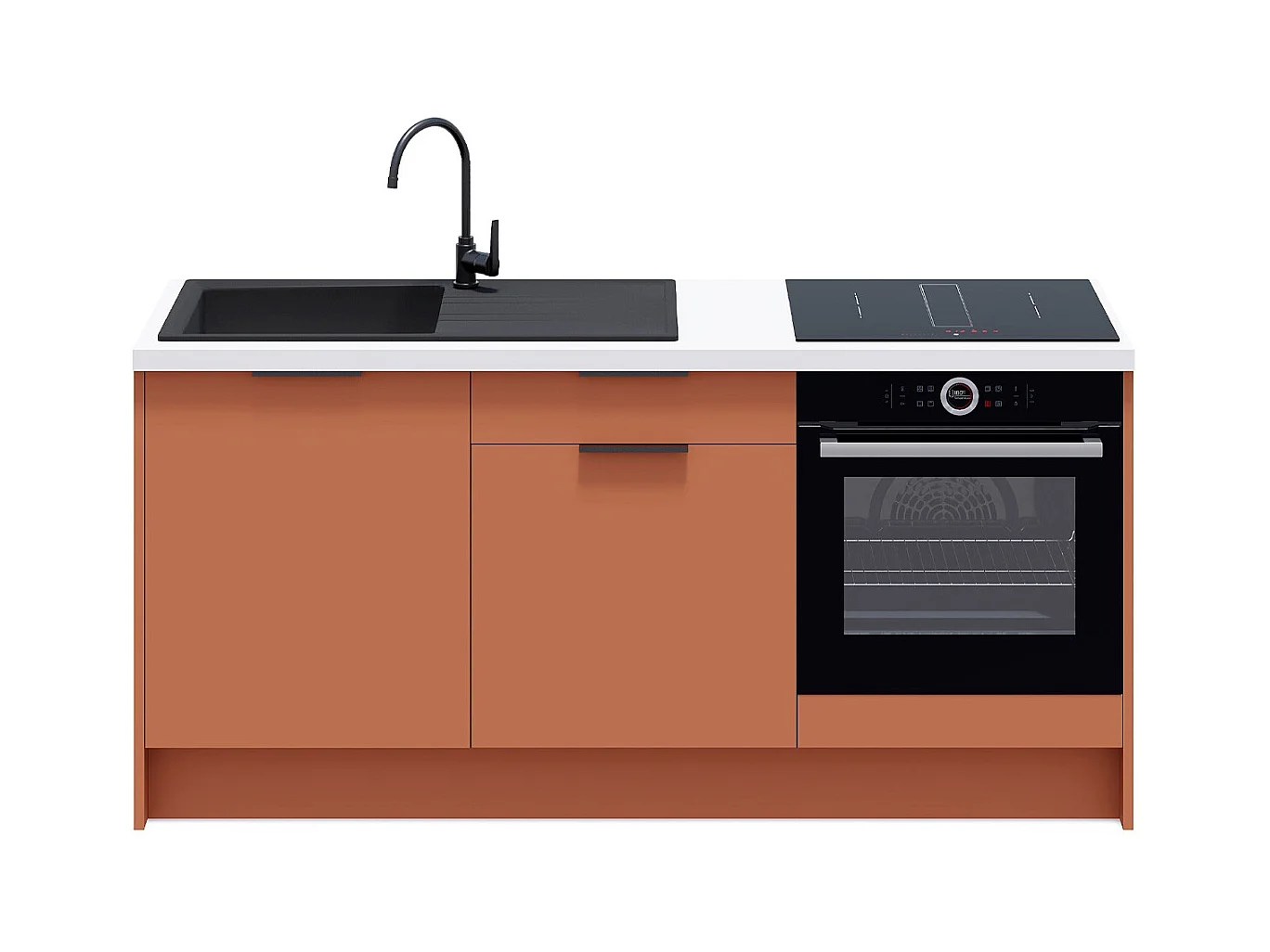 Meubles bas de cuisine - L. 185 cm - terracotta - Luzia