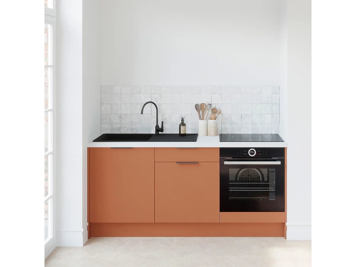 Meubles bas de cuisine - L. 185 cm - terracotta - Luzia
