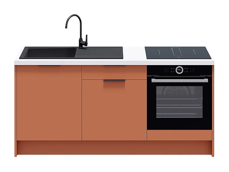 Meubles bas de cuisine - L. 185 cm - terracotta - Luzia